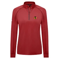 Women's Levelwear Red Chicago Blackhawks Kinetic Insignia Core Raglan Quarter-Zip Top