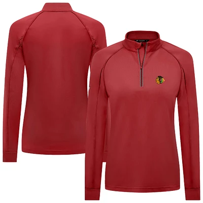 Women's Levelwear Red Chicago Blackhawks Kinetic Insignia Core Raglan Quarter-Zip Top
