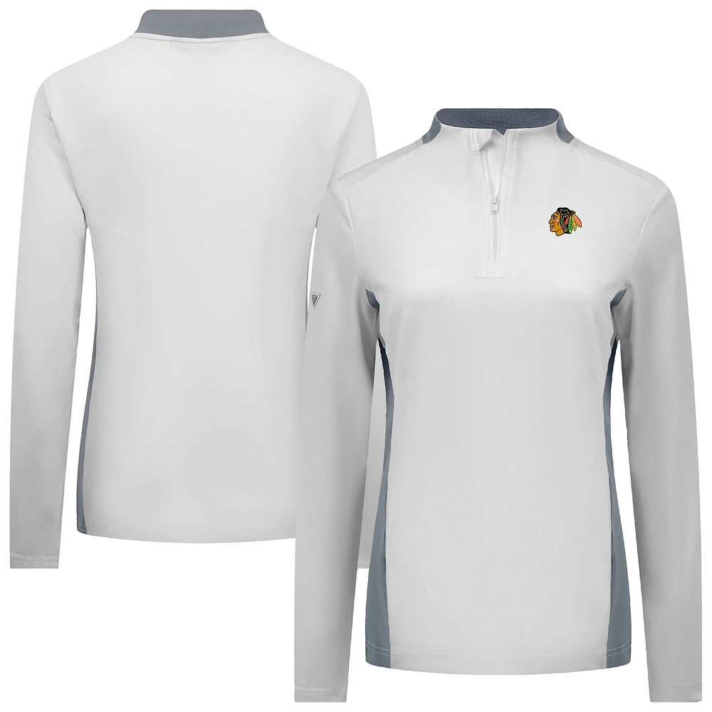 Women's Levelwear White Chicago Blackhawks Moxie Insignia Core Quarter-Zip Top