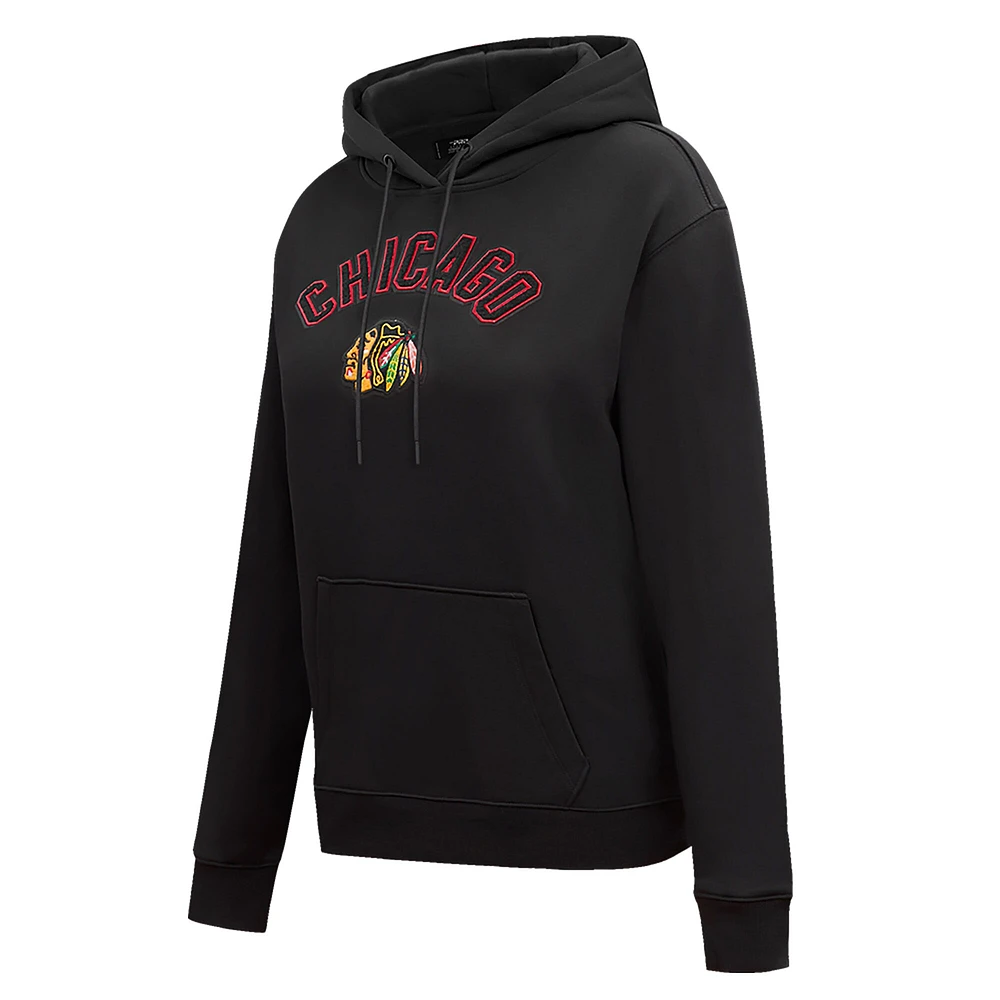 Women's Pro Standard Black Chicago Blackhawks Classic Chenille Pullover Hoodie