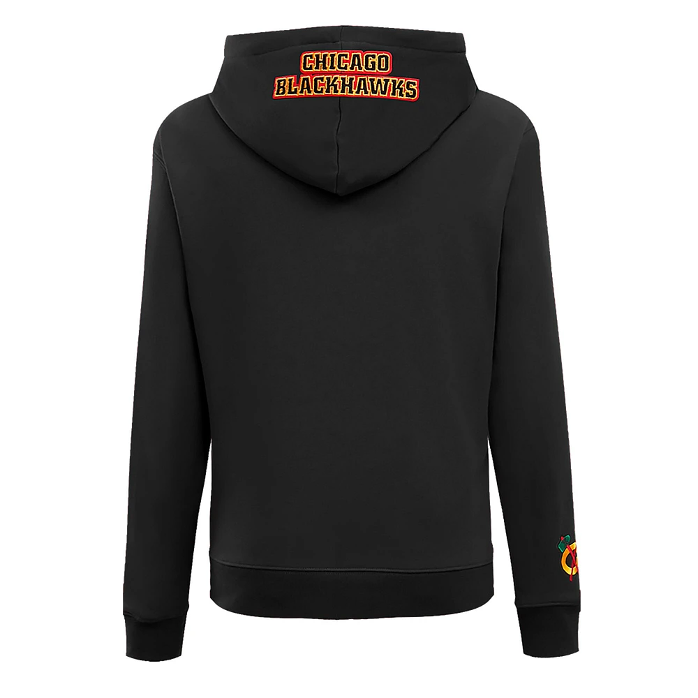 Women's Pro Standard Black Chicago Blackhawks Classic Chenille Pullover Hoodie