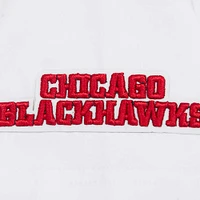 Women's Pro Standard White Chicago Blackhawks Boxy Script Tail Cropped T-Shirt