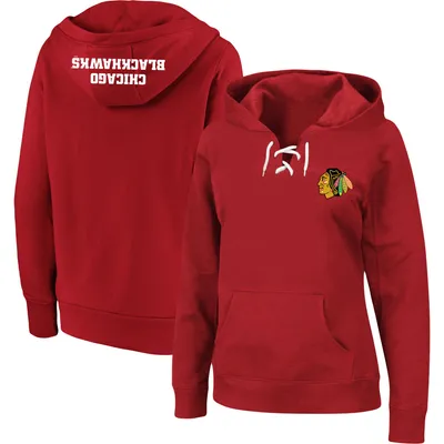 Chicago Blackhawks Women's Plus Lace-Up Pullover Hoodie - Red