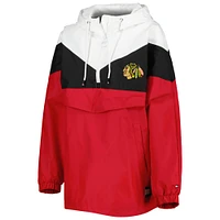 Women's Tommy Hilfiger Black/Red Chicago Blackhawks Staci Half-Zip Windbreaker Jacket