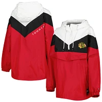 Women's Tommy Hilfiger Black/Red Chicago Blackhawks Staci Half-Zip Windbreaker Jacket