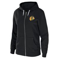 Women's WEAR by Erin Andrews Black Chicago Blackhawks Sponge Fleece Full-Zip Hoodie