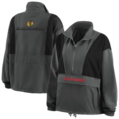 Chicago Blackhawks WEAR by Erin Andrews Women's Popover Packable Half-Zip Jacket - Charcoal