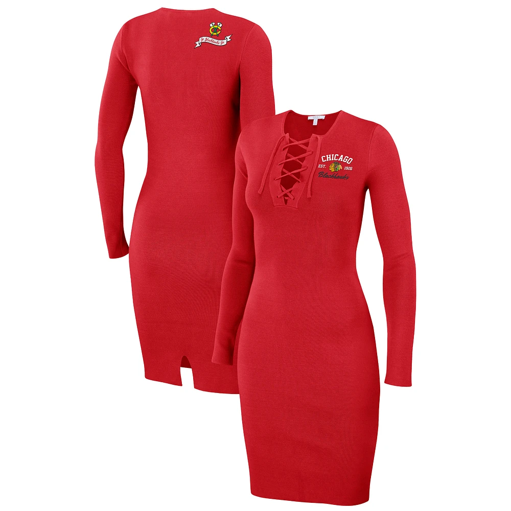 Women's WEAR by Erin Andrews  Red Chicago Blackhawks Lace-Up Dress