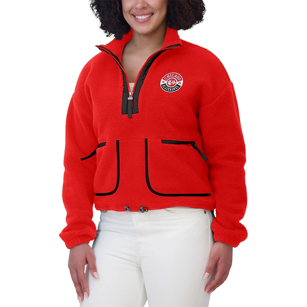 Women's WEAR by Erin Andrews  Red Chicago Blackhawks Polar Fleece Half-Zip Jacket