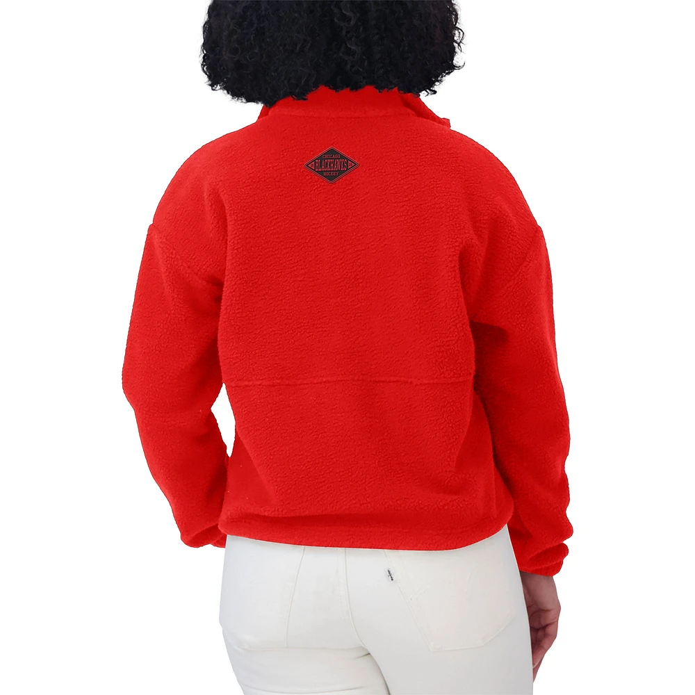 Women's WEAR by Erin Andrews  Red Chicago Blackhawks Polar Fleece Half-Zip Jacket