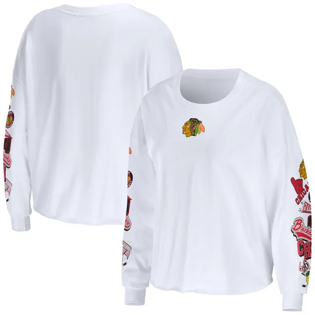 Women's WEAR by Erin Andrews White Milwaukee Brewers Celebration Cropped Long  Sleeve T-Shirt