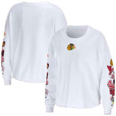 Lids Chicago Cubs WEAR by Erin Andrews Women's Celebration Cropped Long  Sleeve T-Shirt - White