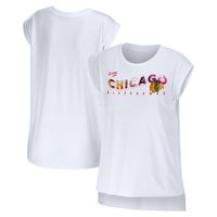 Women's WEAR by Erin Andrews White Chicago Blackhawks Greetings From Muscle T-Shirt