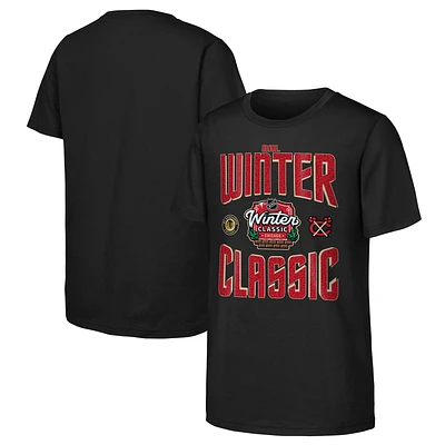 T-shirt noir pour jeunes Blackhawks de Chicago 2025 NHL Winter Classic Game Day