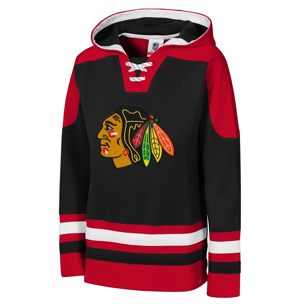 Youth Black Chicago Blackhawks Ageless Must Have Home V-Neck Pullover Hoodie