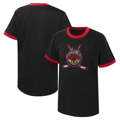 T-shirt noir Ice City des Blackhawks de Chicago pour jeunes