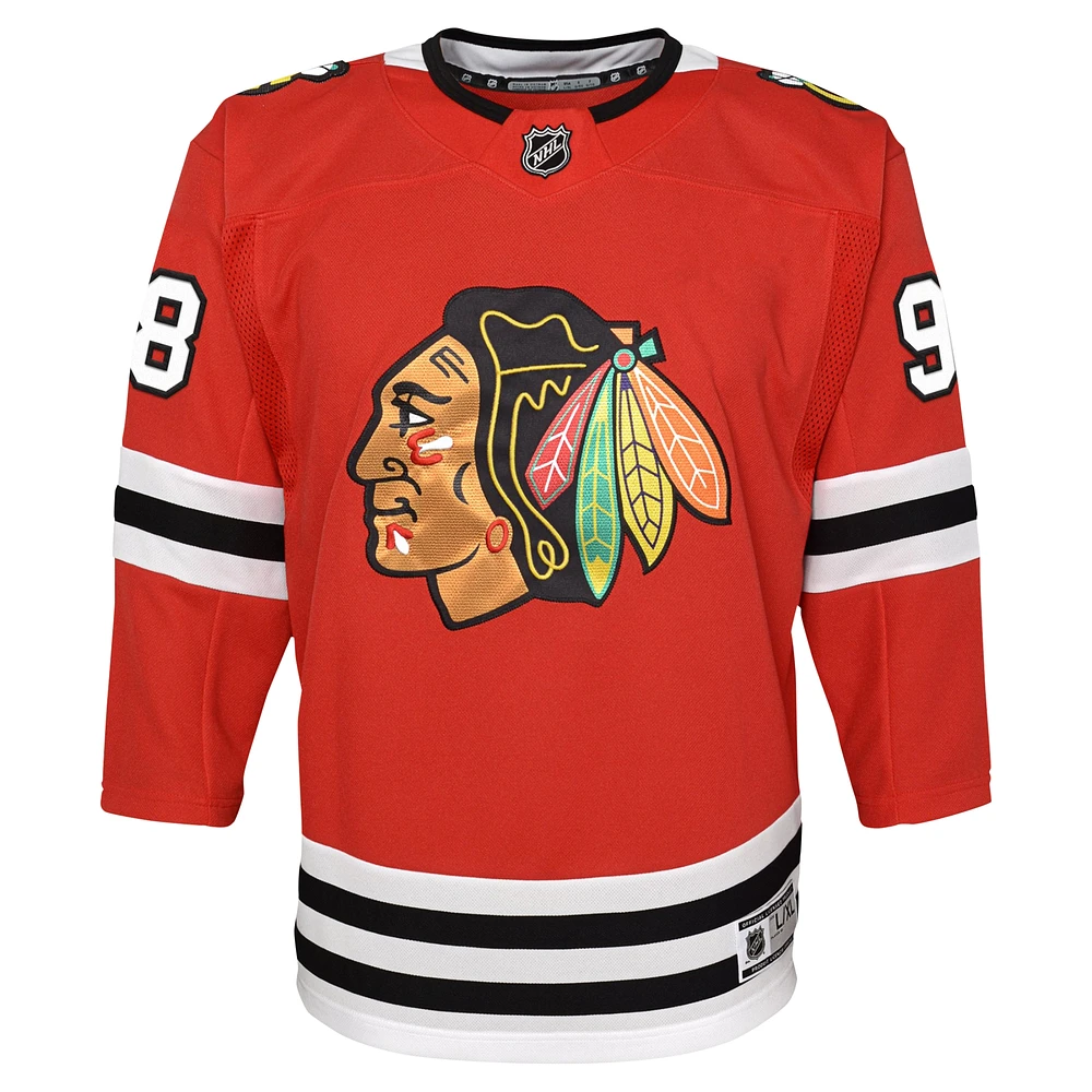 Maillot de joueur premier ministre à domicile des Blackhawks Chicago, rouge, Connor Bedard, pour jeunes