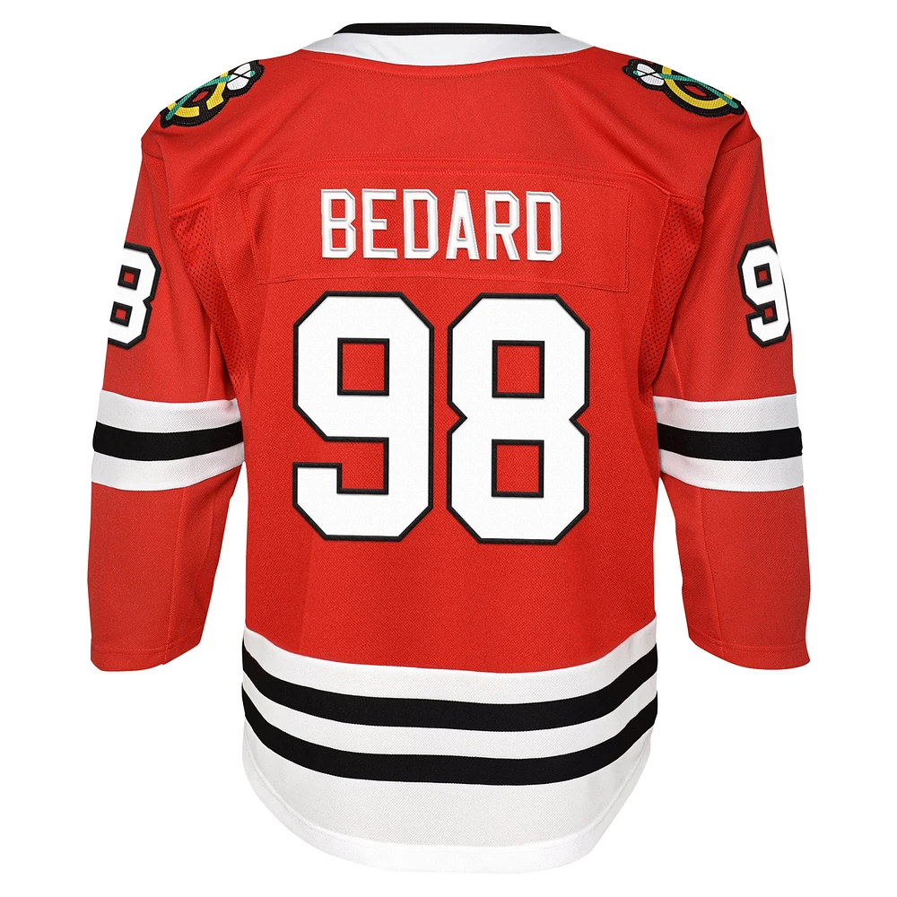 Maillot de joueur premier ministre à domicile des Blackhawks Chicago, rouge, Connor Bedard, pour jeunes