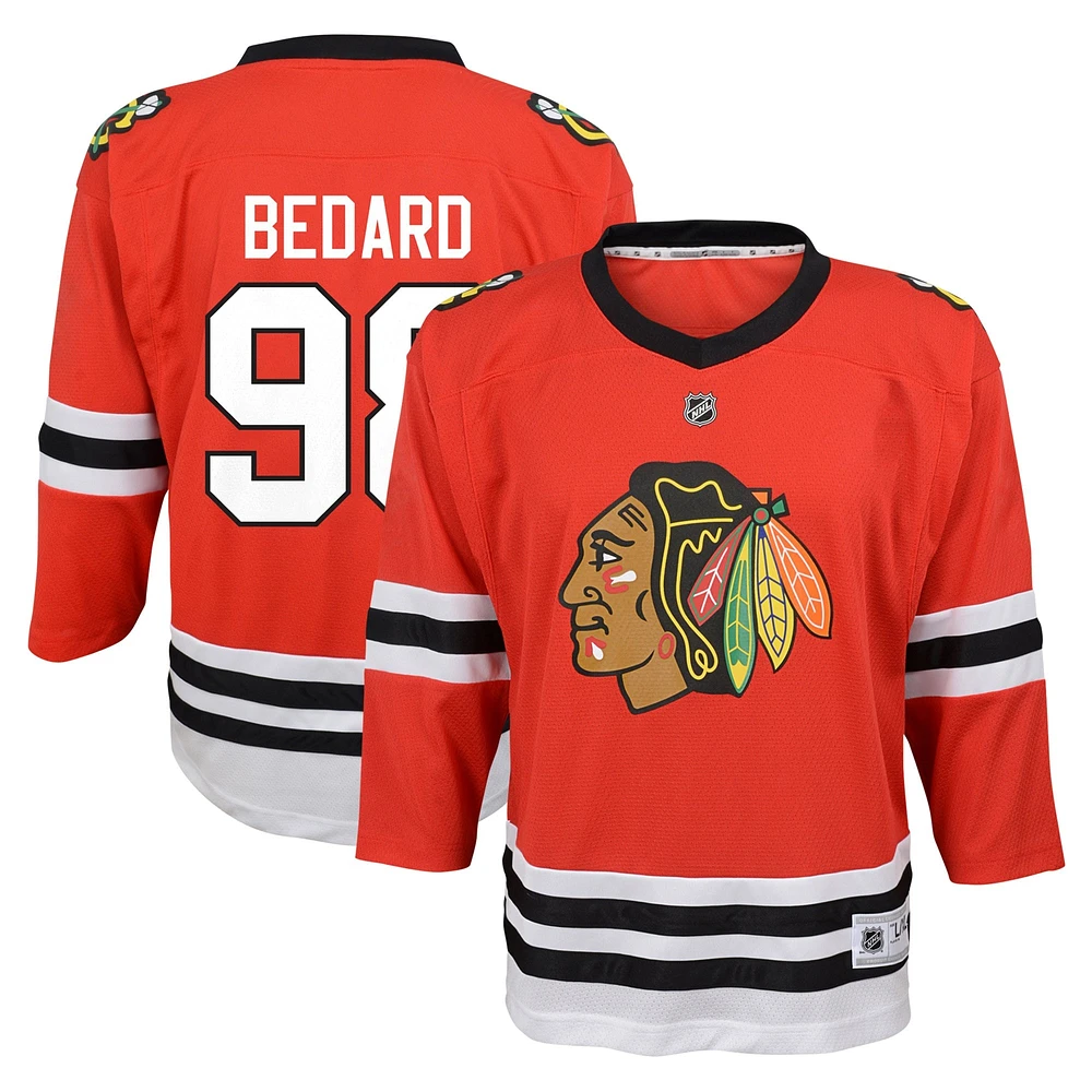 Maillot de joueur réplique à domicile des Blackhawks Chicago rouge Connor Bedard pour jeunes