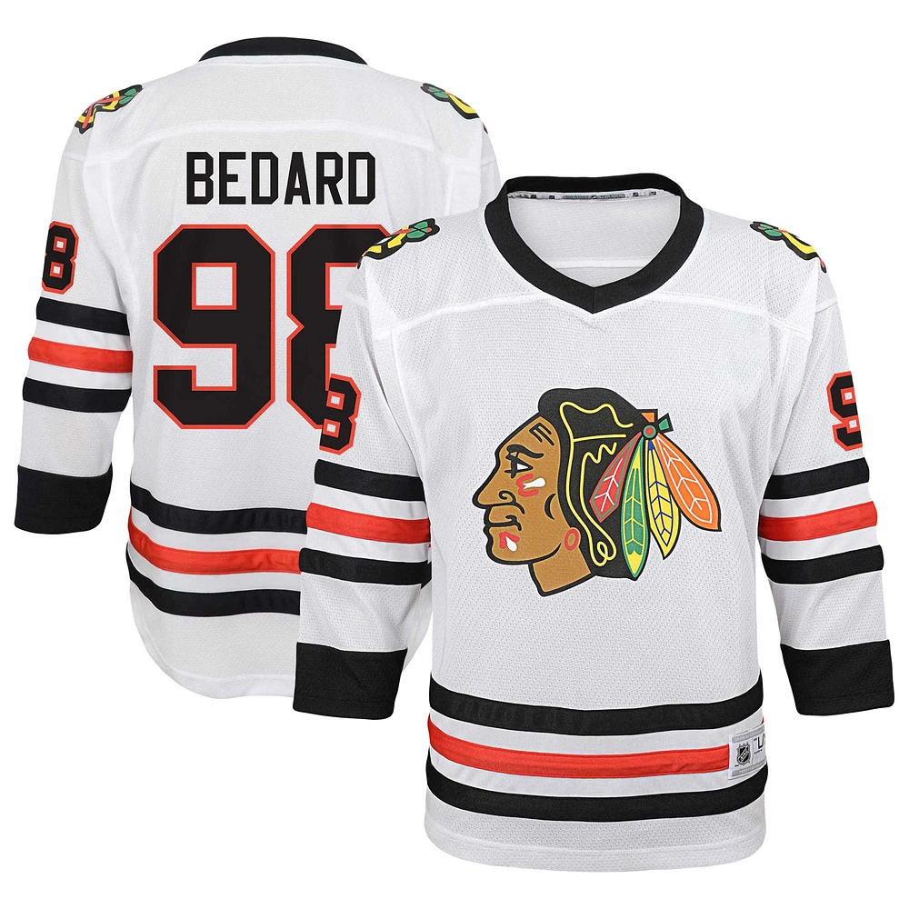 Maillot de joueur réplique extérieur des Blackhawks Chicago blanc Connor Bedard pour jeunes