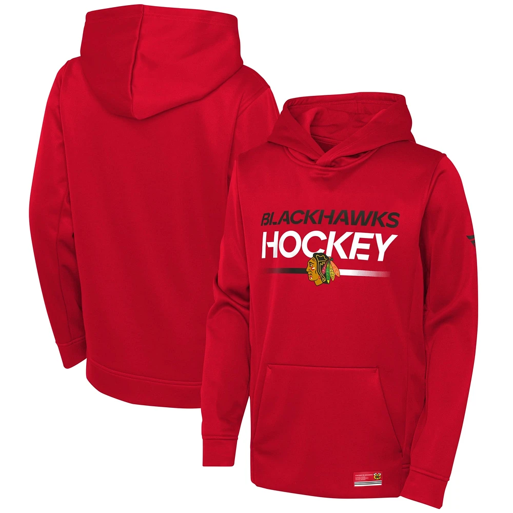 Youth Fanatics Red Chicago Blackhawks Authentic Pro Pullover Hoodie