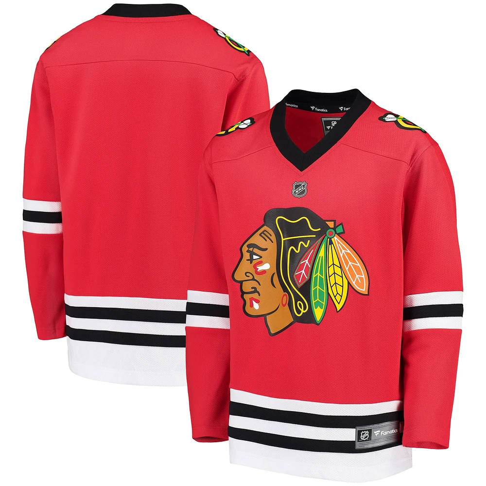 Maillot vierge de réplique à domicile rouge des Blackhawks Chicago Fanatics pour jeunes