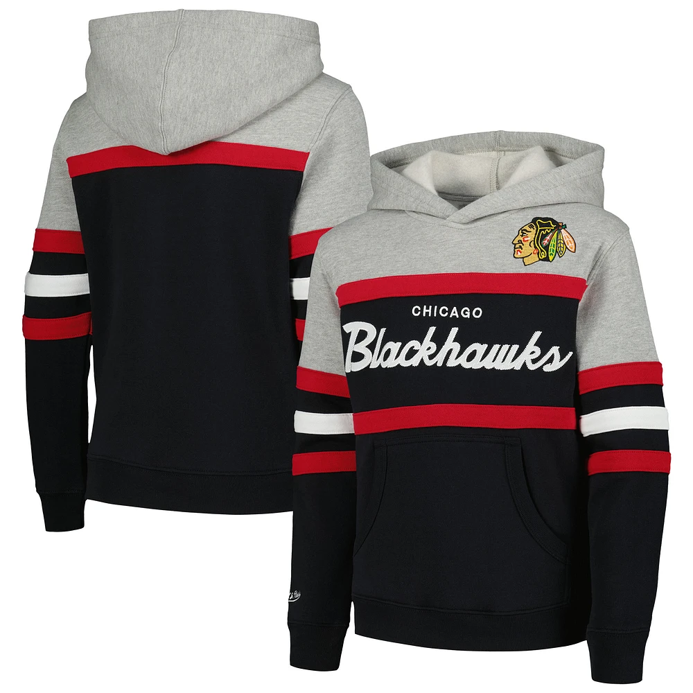 Youth Mitchell & Ness Black Chicago Blackhawks Head Coach Pullover Hoodie