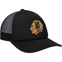 Youth Mitchell & Ness Black Chicago Blackhawks Core Trucker Adjustable Hat