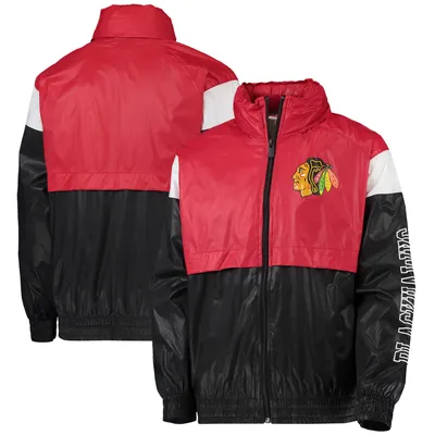 Chicago Blackhawks Youth Goal Line Full-Zip Hoodie Windbreaker Jacket - Red/Black
