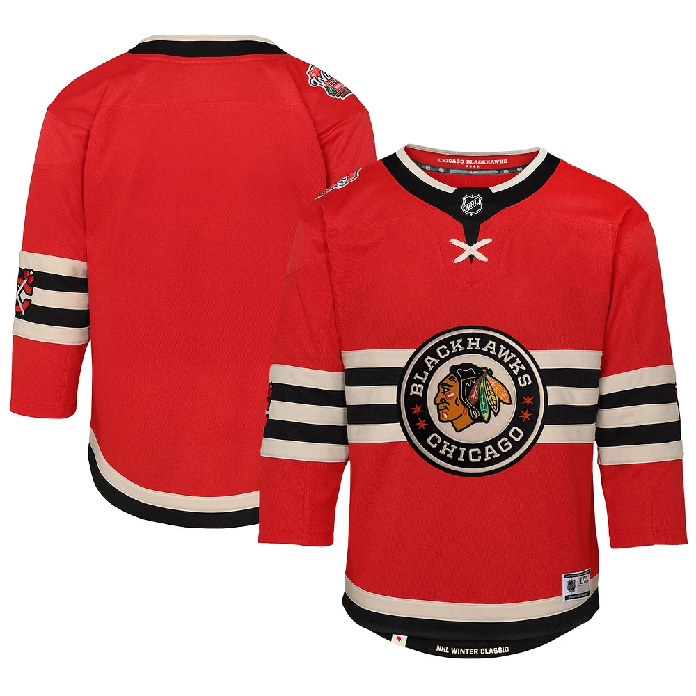 Maillot rouge pour jeunes Chicago Blackhawks NHL Winter Classic 2025 Premier