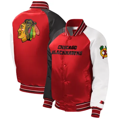 Chicago Blackhawks Starter Youth Raglan Full-Snap Varsity Jacket - Red