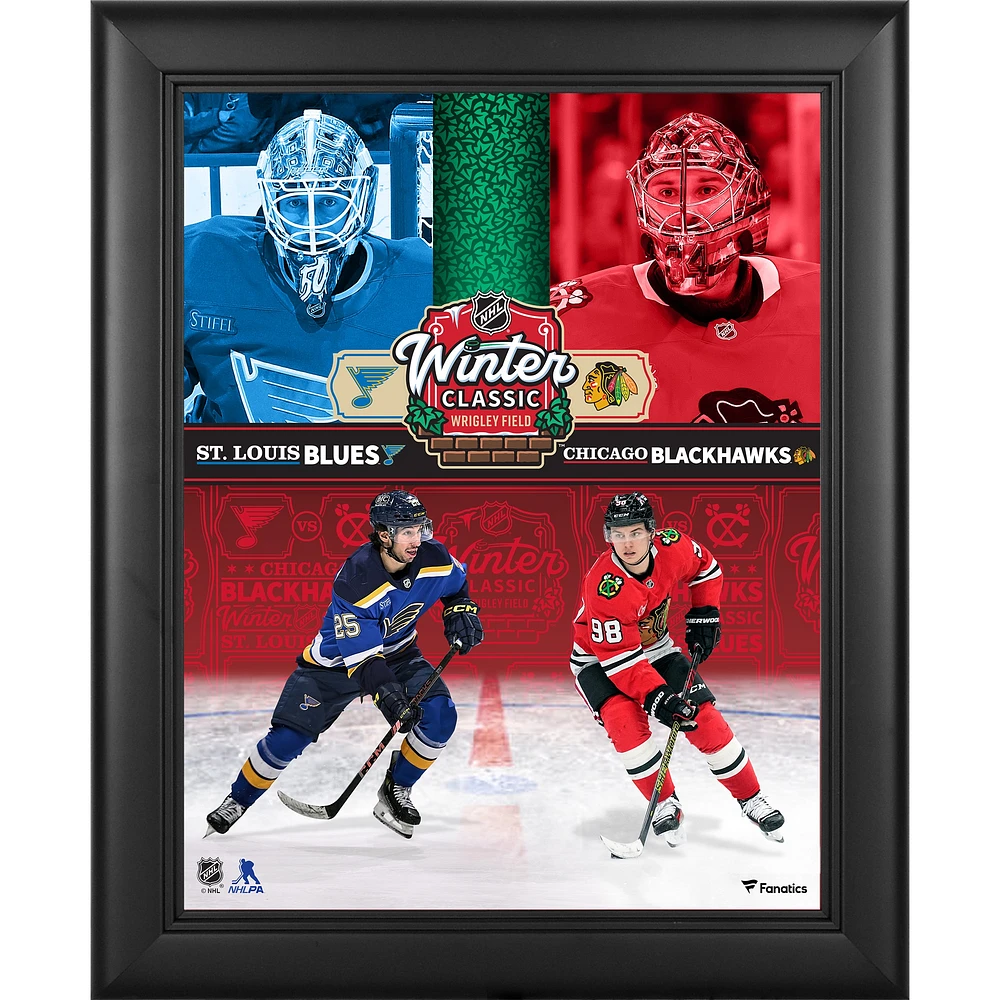 Chicago Blackhawks vs. St. Louis Blues Framed 11" x 14" 2025 NHL Winter Classic Matchup Collage