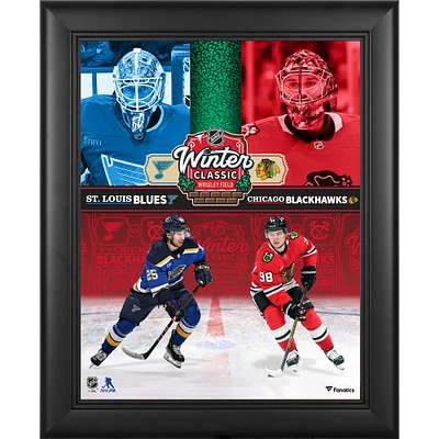Chicago Blackhawks vs. St. Louis Blues Framed 11" x 14" 2025 NHL Winter Classic Matchup Collage