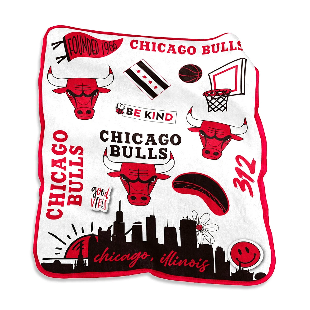 Couverture en peluche Native Raschel Chicago Bulls 50'' x 60''