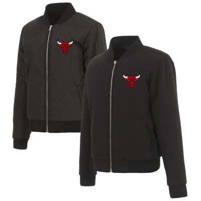 Chicago Bulls JH Design Women's Reversible Jacket with Fleece and Nylon Sides - Black