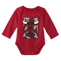 Infant Mitchell & Ness Black/Red Chicago Bulls Hardwood Classics Bodysuits Cuffed Knit Hat Set