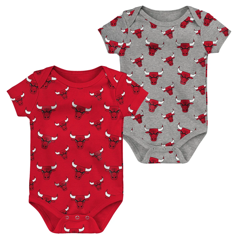 Infant Red/Gray Chicago Bulls Two-Pack Double Up Bodysuit Set