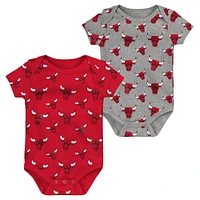 Lot de deux cache-couches Double Up rouge/gris Chicago Bulls pour bébé