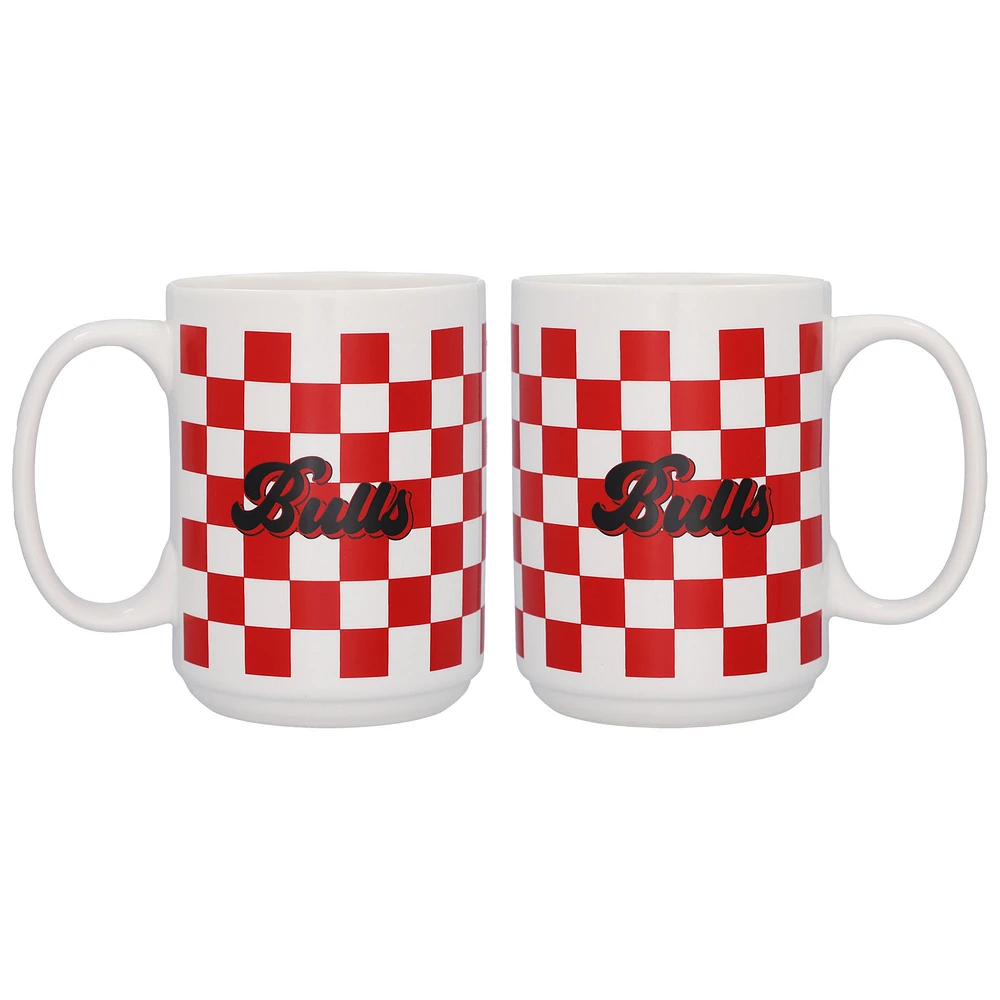 Logo Brands Chicago Bulls 2-Pack 15oz. Checkered Wordmark Mug Set