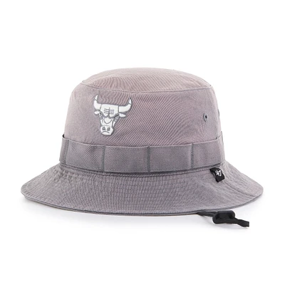 Men's '47  Charcoal Chicago Bulls Buxton Garment Washed Bucket Hat
