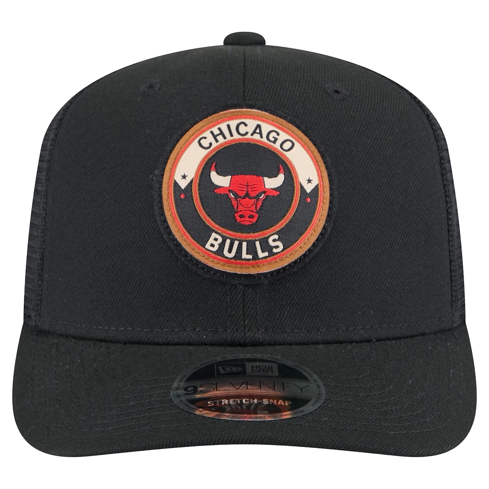 Men's New Era  Black Chicago Bulls Victory Grove Circle Patch 9SEVENTY Adjustable Hat