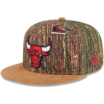 Men's New Era  Camo Chicago Bulls Victory Grove Forest Sneaker Pin 9FIFTY Snapback Hat