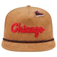 Men's New Era  Tan Chicago Bulls Victory Grove Corduroy Sneaker Pin Golfer Adjustable Hat