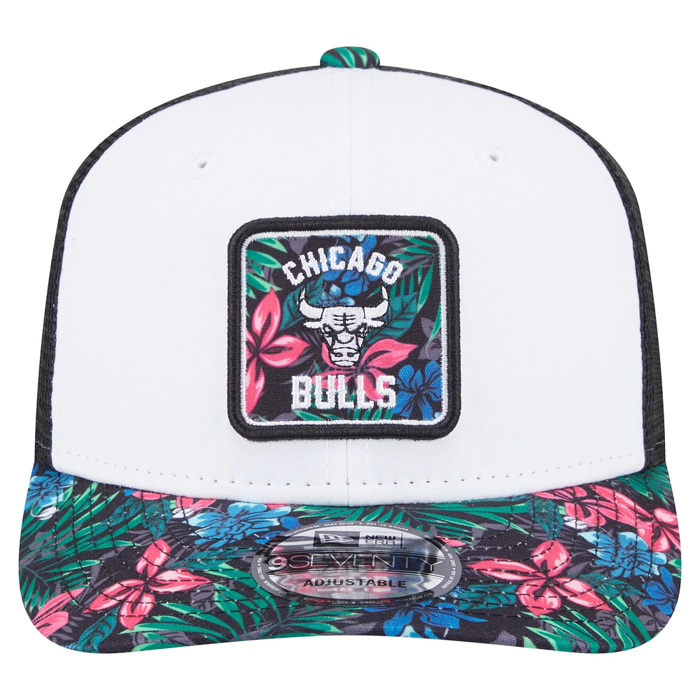 Men's New Era  White Chicago Bulls Floral 9SEVENTY Adjustable Hat