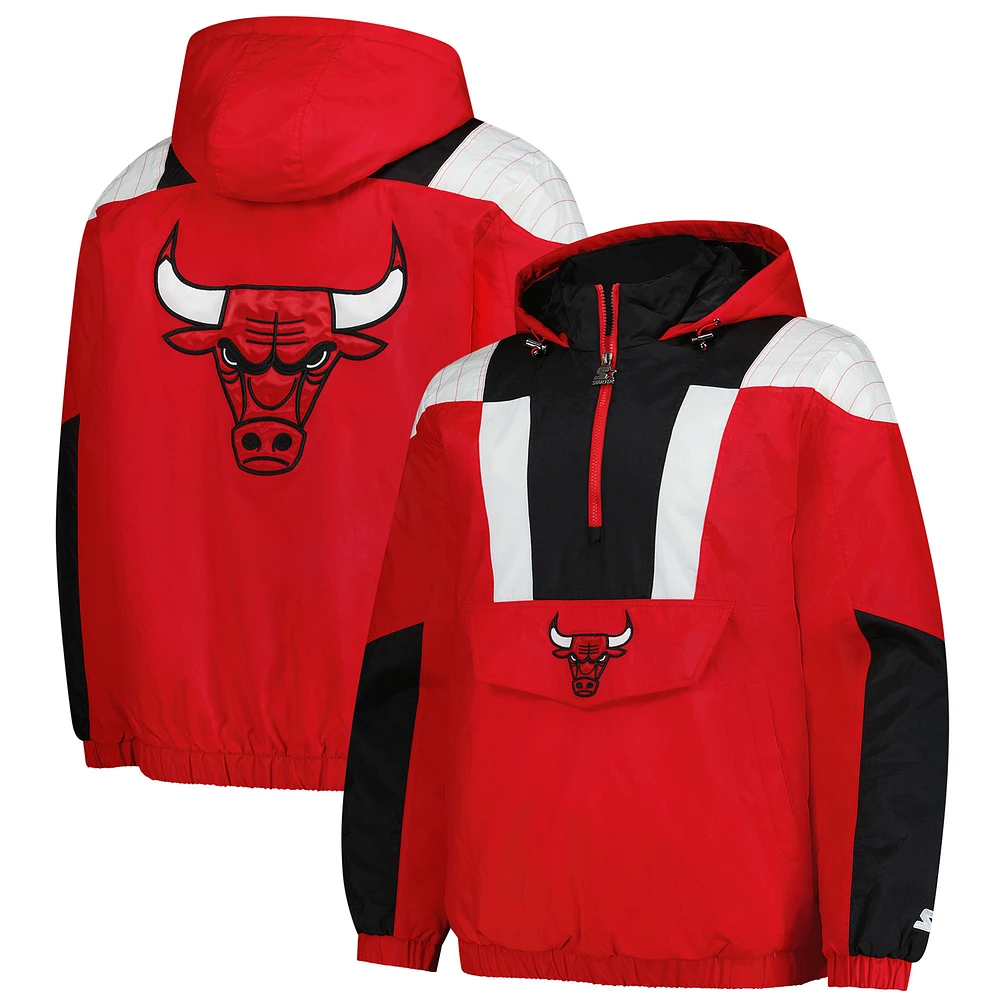 Men's Starter  Red Chicago Bulls Charger Half-Zip Pullover Jacket