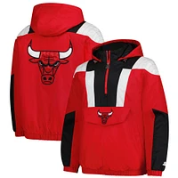 Men's Starter  Red Chicago Bulls Charger Half-Zip Pullover Jacket