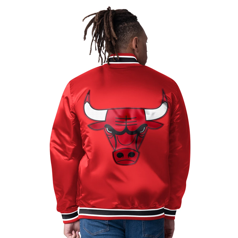 Men's Starter  Red Chicago Bulls Reversible Satin Full-Snap Varsity Jacket