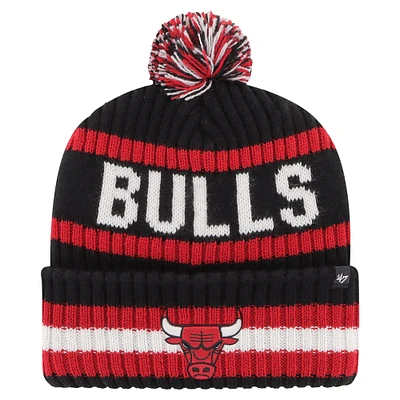 Men's '47 Black Chicago Bulls Bering Cuffed Knit Hat with Pom