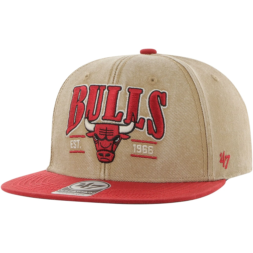 Men's '47 Khaki/Red Chicago Bulls Chilmark Captain Snapback Hat