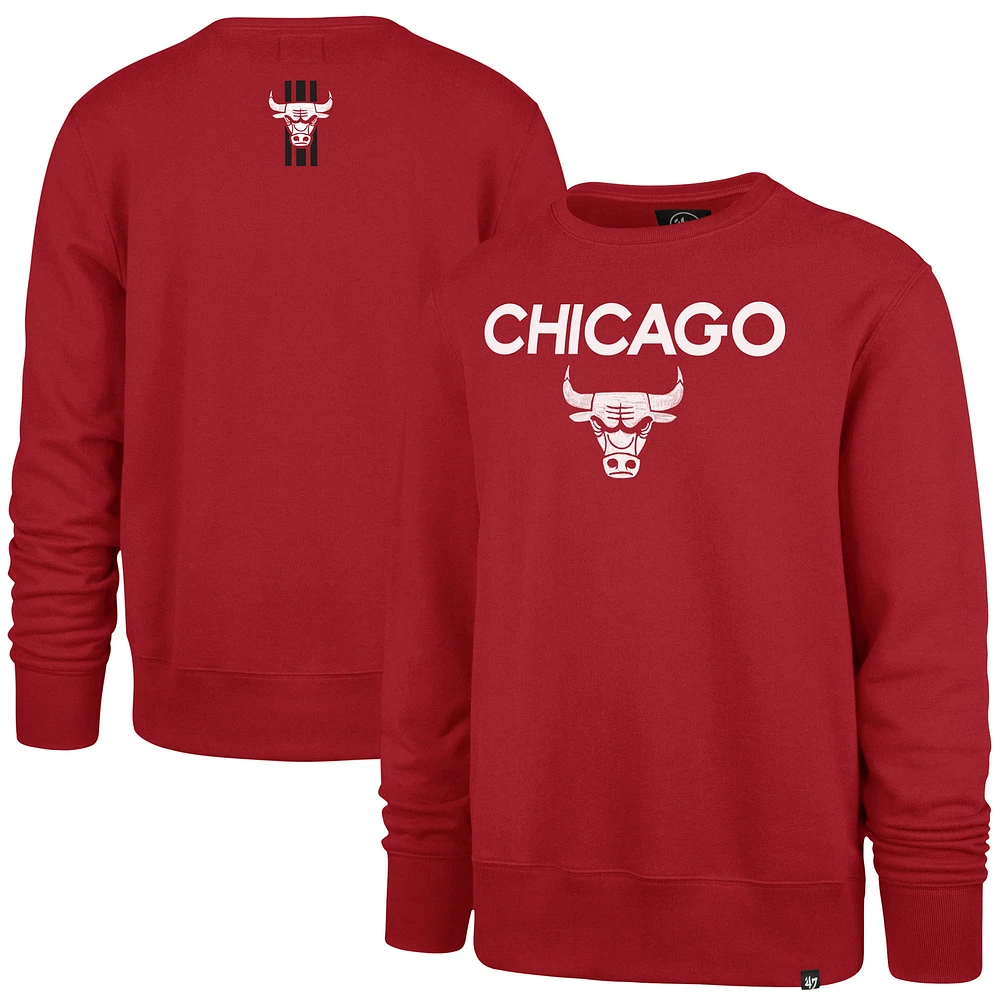 Men's '47 Red Chicago Bulls 2023/24 City Edition Postgame Headline Crew Pullover Sweatshirt